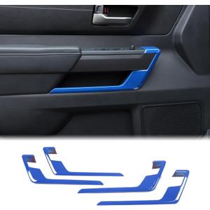 Aunginsy 4Pcs Inner Door Handle Panel Strip Trim Compatible with Toyota Tundra Crew Max 2022-2026, Car Front Rear Door Panel C-Shaped Decorative Cover C-Type Protection ABS Interior Accessories (Blue)