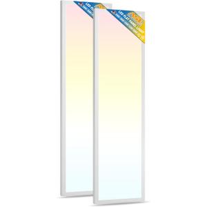 Allsmartlife 1x4FT LED Flat Panel Light Surface Mount, 24W/30W/40W, 4980LM Dimmable 5CCT 3000K-6000K, Edge-Lit Troffer Ceiling Light Fixture for Kitchen, White 2-Pack