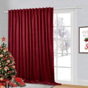 StangH 90 inches Long Velvet Blackout Curtain Holiday Decor for Display Window, Red Room Divider with Back Tab Efficient Saving for Bedroom Temperature Regulate for Patio, W100 x L90, 1 Panel