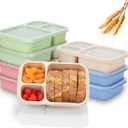 8-Pack 3 Compartment Meal Prep Containers with Lids, Wheat Straw Plastic, Microwave/Dishwasher/Freezer Safe, Stackable