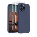 FireNova Designed for iPhone 13 Pro Max Case, Silicone [Camera Protection] Phone Case with [2 Screen Protectors], Soft Anti-Scratch Microfiber Lining Inside, 6.7 inch, Navy Blue