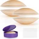 Nipple Covers for Women Reusable Silicone Nipple Covers Waterproof Sticky Pasties with Travel Case (Size 1 (Fits A-B Cups), Caramel-2pairs)