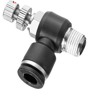 Utah Pneumatic 1/4" Od X 1/4" Npt Air Flow Speed Control Valve [2-pack] - Push To Connect Air Fitting Elbow, Adjustable Pneumatic Flow Controller - 150 Psi  Sku: Up-jsc1/4-n02