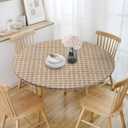 Weave Printed 42 Inch Round Fitted Cloth Tablecloth with Elastic Edged, Waterproof Oil Proof Wipeable Table Cover for Indoor Outdoor Patio Table, Fits Round Tables Up to 40" - 44" Diameter