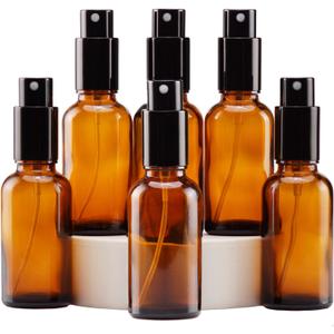 YIZHAO Amber Glass Spray Bottles 1oz, with Small Fine Mist Spray, Metal Cap, Refillable for Essential Oil,Travel,Cleaning,Perfume,Aromatherapy,Makeup 6 Pcs