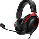 HyperX Cloud III  Wired Gaming Headset, PC, PS5, Xbox Series X|S, Angled 53mm Drivers, DTS Spatial Audio, Memory Foam, Durable Frame, Ultra-Clear 10mm Mic, USB-C, USB-A, 3.5mm  Black/Red
