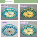 Blue Tiffany Style Ceiling Light, Elegant Stained Glass Flush Mount Ceiling Light, Decorative Round Ceiling Lamp for Bedroom, Living Room (19.6")