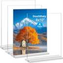 Acrylic Picture Frames 8x10 inches, 4 Pack Clear Plastic Picture Frames Holder Standing,8x10 Double Sided Picture Desktop Display for Photo Home Office -Vertical