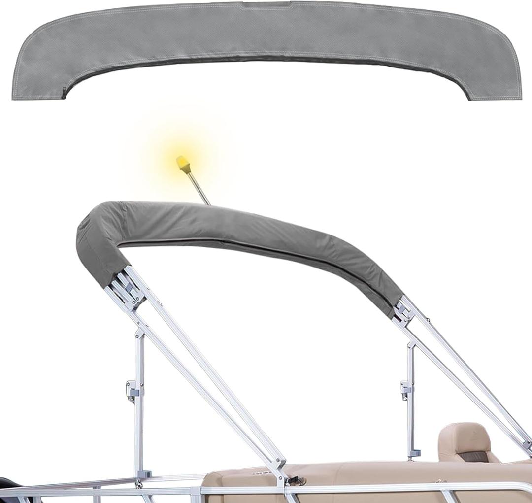 600D Bimini Top Storage Boot, Storage Boat Replacement Cover Waterproof and UV Protection with Light Hole, Suitable for 3-4 Bows Bimini Tops (gray)