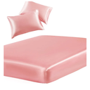 Satin Bedding Set: Flat Sheet, Fitted Sheet, Color Pink, 84x40 inch