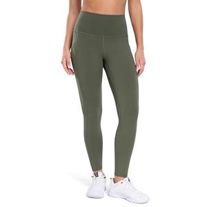 Colorfulkoala Women's High Waisted Tummy Control Workout Leggings 7/8 Length Yoga Pants with Pockets (S, Army Green)