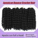 12inch Jamaican Bounce Crochet Hair For Black Women 4packs 72 Roots Natural Black Jumpy Wand Curls Hair Short Pre Looped Curly Hair (12inch (pack of 4), 1B)