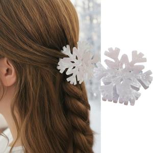 Christmas Hair Clips for Women White Snowflakes Clip for Hair Christmas Snowflakes With Rhinestone Designs Xmas Hair Claws Cute Clamp Clips for Women Large Hair Claw Clip Hair Clip for Thin Hair 1PCS (Style-4)