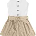 SOLY HUX Casual Summer Rompers for Women Sleeveless Vacation Outfits Short Jumpsuit (Medium, Multicoloured Colorblock)