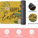 Artoid Mode Yellow Rabbit Bunny Leaves Easter Kitchen Mats Set of 2, Home Seasonal Spring Easter Holiday Holiday Party Mat - 17x29 and 17x47 Inch