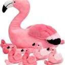 21Inch Flamingo Stuffed Animal Toys with 4 Babies Soft Plush Pink Plushie Machine Washable for Kids Birthday Toddlers Kids