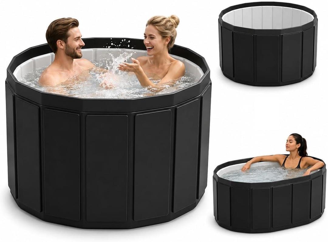 Portable Bathtub for Adult, Foldable Soaking Bathtub for Hot SPA&Ice Bath, Foldable Small Bathtub collapsible bathtub for Bathing, 6-layer Insulated portable tub,Space-Saving (black 25.9X41.3 IN)