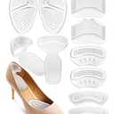 Heel Grips Liner Cushions Inserts for Loose Shoes Heel Pads and Metatarsal Pads for Shoes Too Big Women Men Prevent Heel Pain Blisters (Clear)