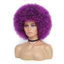 70s Afro Kinky Curly Wig For Women, Purple, Synthetic Fibers, Soft, Bouncy, Natural Looking, With Bangs