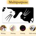Cute Black and White Cats Desk Mat,Large Gaming Mouse Pad,Non-Slip Rubber Base Mousepad with Stitched Edges,Waterproof Mouse Mat Desk Pad for Work, Game, Office (31.5x15.7 in)