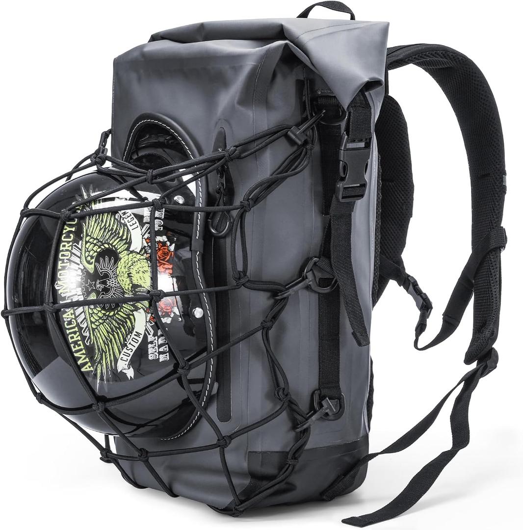 Motorcycle Backpack Waterproof 30L,Motorcycle Backpacks for Men, Motorcycle Helmet Bag, Motorbike Helmet Bag,Large Capacity Laptop Rucksack (Gray With Black)