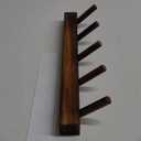 Rustic Wooden Wall Mounted Coat Rack, 5 Hooks, Solid Wood Construction (Carbonization, 5 Hooks)