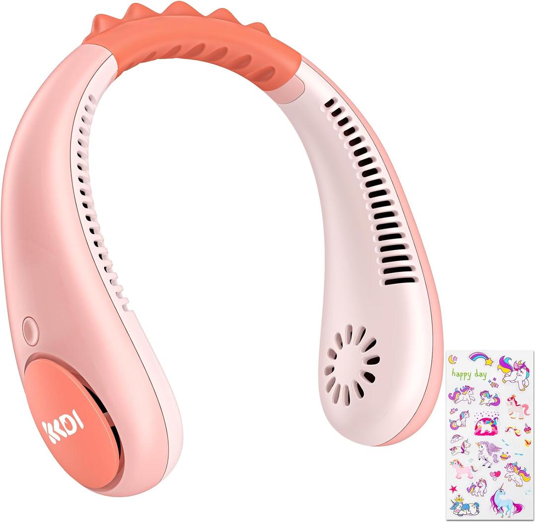 Unicorn Kids Neck Fan, Safe Bladeless Fan with Unicorn Sticker, Hands-free Portable Rechargeable Cooling Fan, 2600mAh Personal Fans for 4-14Y Girls, 4 Speeds, Lightweight, Summer Gifts for Kids