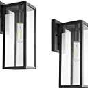 Bestshared Outdoor Wall Sconce Lights, Exterior Wall Lighting Fixtures with Clear Glass, Anti-Rust Modern Black Outside Lantern Lamp for House Front Porch Doorway Patio (Black, 15"-Pack of 2)