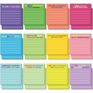 Yinder 24 Pcs Inspirational Sticky Notes with Lines Cute Motivational Sticky Notes Pad Employee Appreciation Gifts Bulk for Teacher Nurse Coworkers Office 3 x 3''(Bright Color,Demotivation), Set of 2