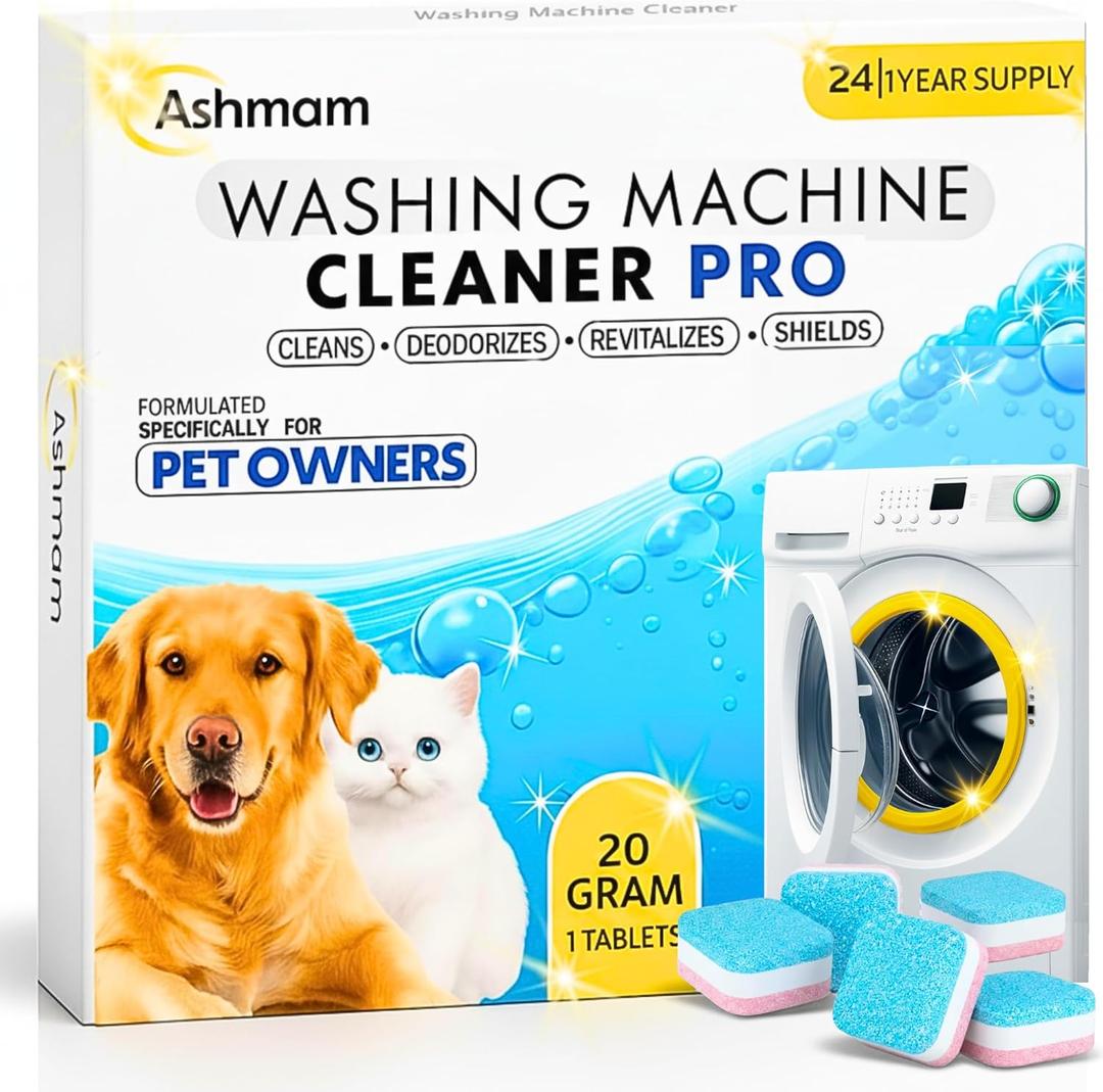 Washing Machine Cleaner Tablets  24 Pack 1 Year Supply Deep Clean Washer Cleaning Tablets for Front & Top Load HE Machines, Removes Odor & Residue, Lavender Fresh Scent, Septic Safe