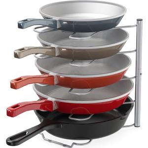 Deco Brothers Pan Organizer Rack for Kitchen Cabinet and Counter, Silver