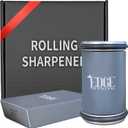 Rolling Knife Sharpener Kit, Magnetic 15 & 20 Angle Guides, Diamond & Ceramic Discs, Manual Rolling Knife Sharpener Tool for Razor-Sharp Kitchen Gadgets, Chef & Outdoor Knives (Gray Blue)