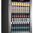 COWSAR 4.5 Cu.Ft Wine Fridge 37 Bottle, ETL Approved Freestanding Wine Cooler 145 Can Beverage Refrigerator with Stainless Steel Reversible Glass Door, Drink Fridge for Home Bar, Kitchen, Game Room (Silver)