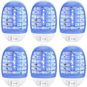 6 Pack Bug Zapper Indoor Plug in - Powerful Electric Insect Trap for Flying Bugs - Purple Light Technology for Mosquitoes, Gnats, Flies - Safe Around Kids/Pets, Low Energy, Easy Clean, Compact Design