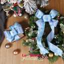 LaRibbons Christmas Wired Ribbon 2.5 inch Double Faced Blue Snowflakes and Striped Christmas Ribbon for Tree Garland, Wreath Bow, Xmas Crafts Decorations, 2 Rolls 10 Yards Total