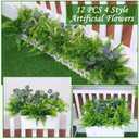 12 Bundles 4 Styles Artificial Plants Outdoor Summer Decor, UV Resistant No Fade Artificial Flowers Faux Plants Fern Lavender Eucalyptus Plastic Greenery Shrubs for Outside Porch Garden Home Cemetery