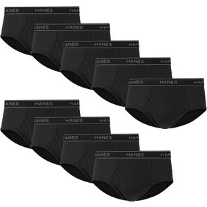 Hanes Men's Underwear Briefs, Cotton Mid Rise Briefs, Covered Waistband, Moisture Wicking, Multi-pack (X-Large, Black - 9 Pack)