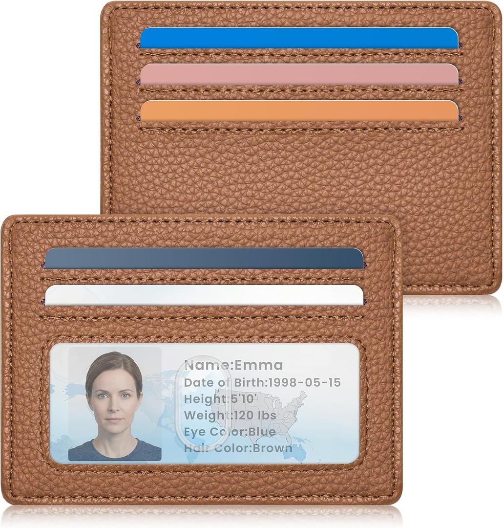 Airkit Small Credit Card Holder for Women, Slim RFID Blocking Wallet, Mini Tiny Thin Pocket Wallet, Gift for Ladies, Brown