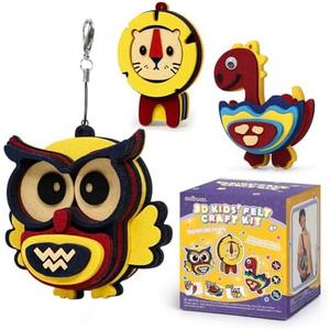 HENUIE Art Craft Activity Toys for Kids, DIY Foam Felt Kits, Make Your Own Animals Puzzles Decoration Pendant, Birthday Gifts for Boys & Girls Ages 4, 5, 6, 7,8 Year Old （owl, Lion, Dinosaur