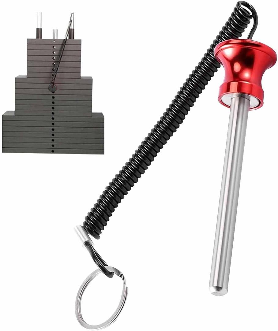 Universal Magnetic Weight Stack Pin with Pull Rope - Heavy Duty Gym Pin for Weight Stack Machines | Commercial & Home Gym Accessories | Replacement Weight Pins for Strength Training Equipment (Red)