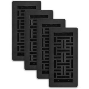 Decor Grates LAJH410-BLK Low Profile Grates, 4X10, Oriental, Textured Black