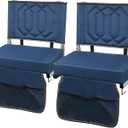 Stadium Seats for Bleachers with Back Support, Bleacher Seats with Backs and Cushion Wide, Portable Folding Comfort Stadium Chair with Shoulder Strap, Carry Handle, Storage Pockets, Navy, 1Pack
