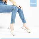 Obtaom Women's Pointy Toe Loafer Flat Comfortable Faux Suede Work Shoes,Cute Penny Loafer Slip On Ballet Flat(White US11)