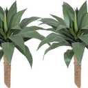 Artificial Spiked Agave Plants Outdoor,20”UV Resistant Fake Silk Plants with 20 Lifelike-Broad Leaves,Faux Yucca Floor Plants for Home Front Porch Patio Office Door Step Hotel Desert Style Decor 2Pack