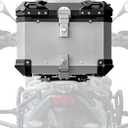 Motorcycle Trunk 55L, Motorcycle Top Case Box Helmet Luggage Top Bag Storage Carrier Case, Waterproof Aluminum Handle Tail Box with Security Lock