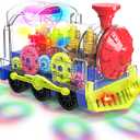 Light Up Train Toy for Toddlers: Transparent Gear Car Toy for Kids with Cool Light and Music Educational Crawling Toys for Baby Boys and Girls