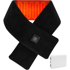 Heated Neck Wrap with 5000mAh Power Bank, Heating Pad Cordless with 3 Heating Levels, Portable Neck Warmer for Neck Pain Relief and Stiffness, Rechargeable Heated Scarf for Outdoor & Office, Black