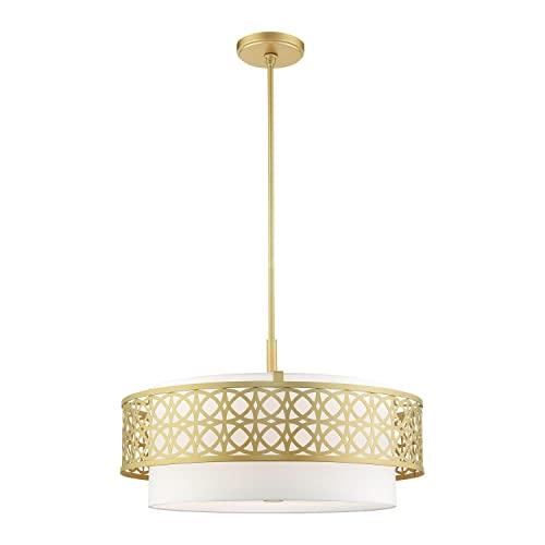 Livex Lighting 5 Light Soft Gold Pendant Chandelier, 24.75 x 24.75 x 52