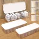 Cable Organizer Box with Lid, 3 Pcs Cable Cord Storage Organizer Box with 21 Wire Ties 54 Cable Labels, 7 Compartments Charger Organizer for Office Drawer Desk Accessories Case (White)