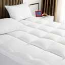 Queen Mattress Topper - Extra Thick Mattress Pad Cover - Pillow Top with Soft Breathable Spiral Fiber Filling, 8-21 Inch Deep Pocket, Cooling, White